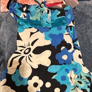 My Michelle Blue and Black Floral Kids Dress